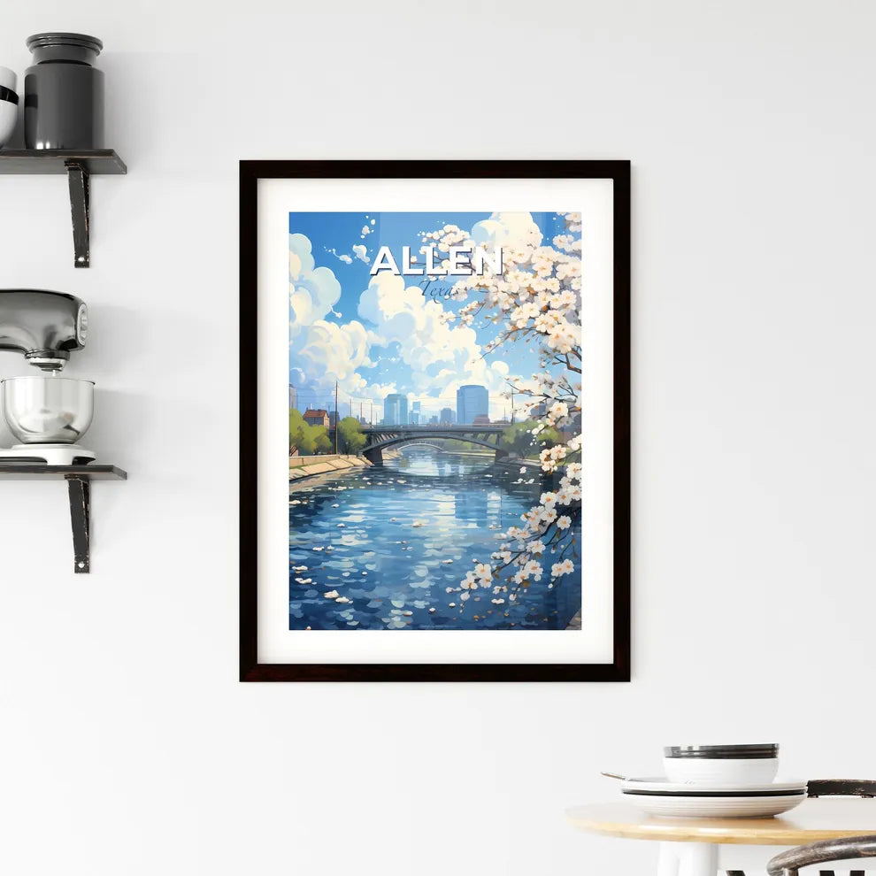Allen, Texas, A Poster of a river with a bridge and trees and a city in the background Default Title