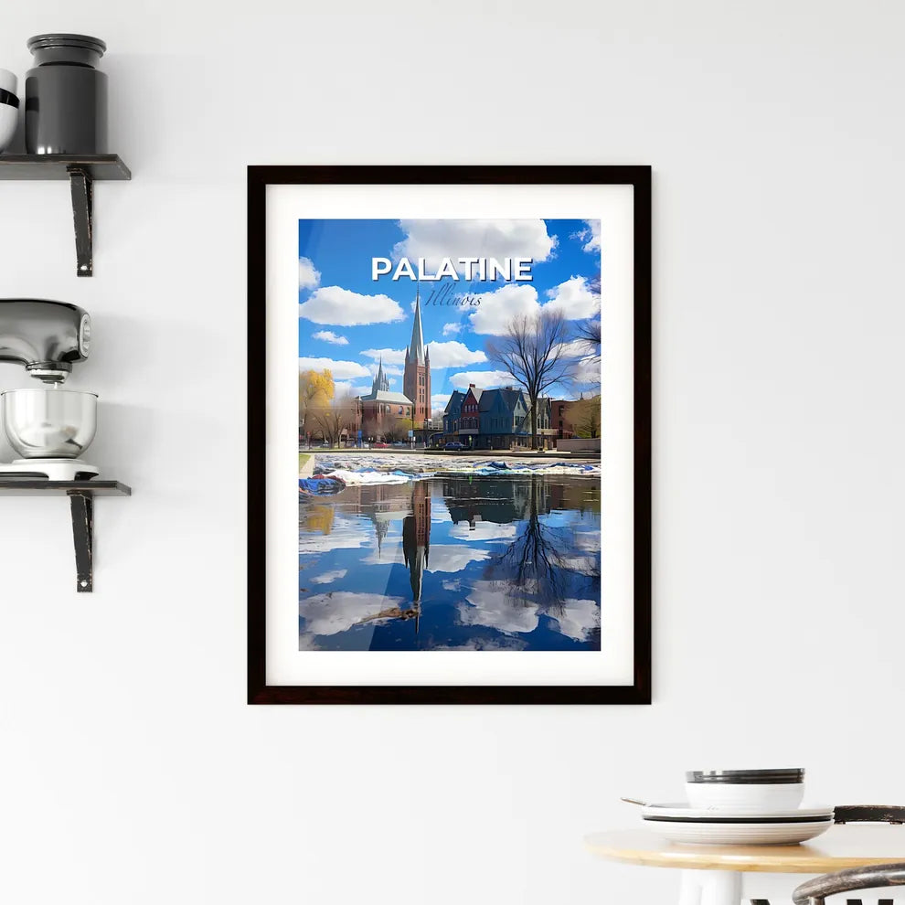 Palatine, Illinois, A Poster of a body of water with buildings and trees Default Title