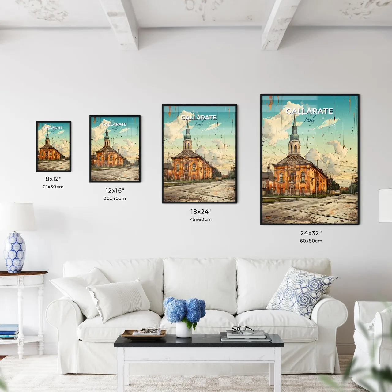 Gallarate, Italy, A Poster of a building with a steeple on the side of the road Default Title