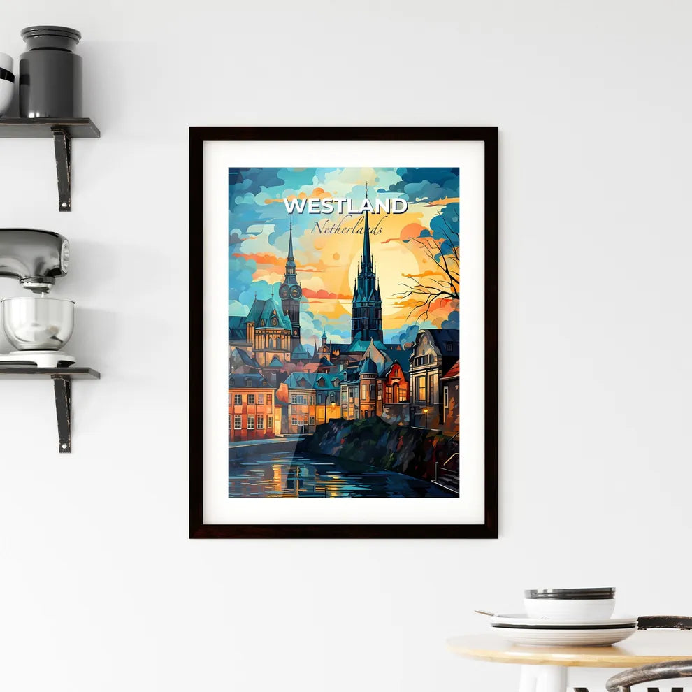 Westland, Netherlands, A Poster of a colorful sunset over a city Default Title