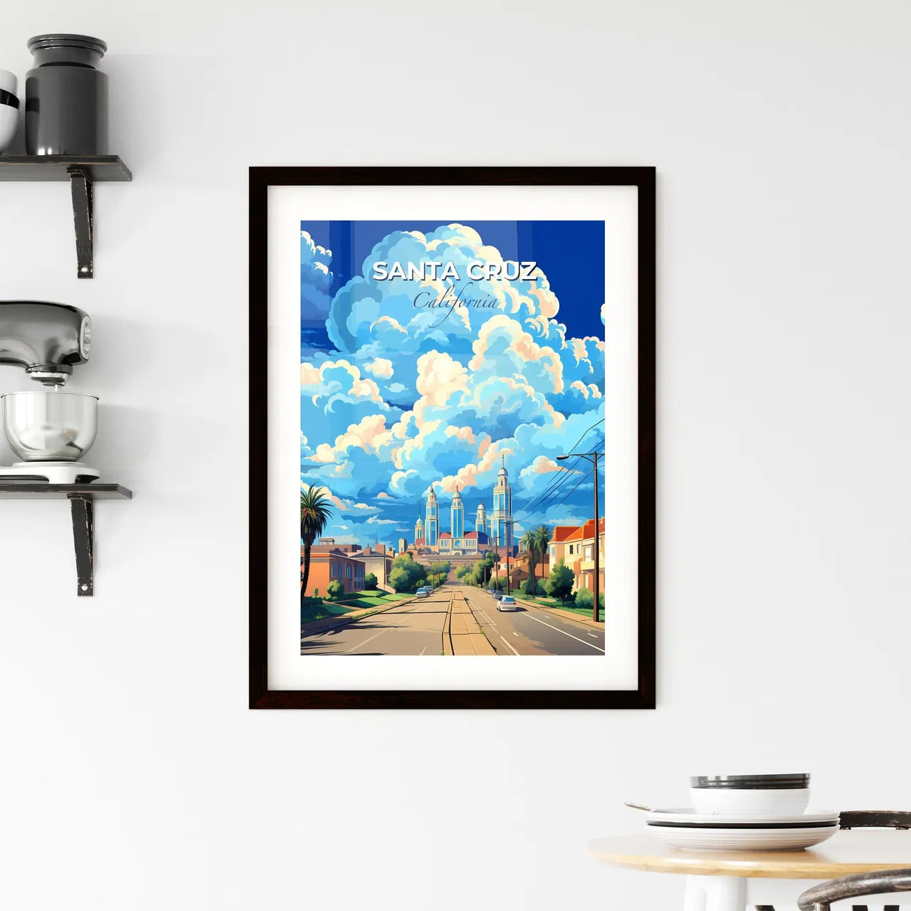 Santa Cruz, California, A Poster of a street with cars and buildings in the background Default Title