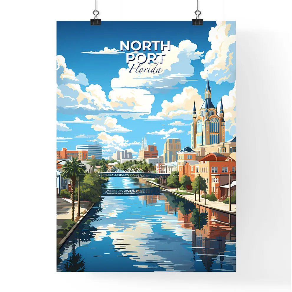 North Port, Florida, A Poster of a water way with a bridge and buildings in the background Default Title