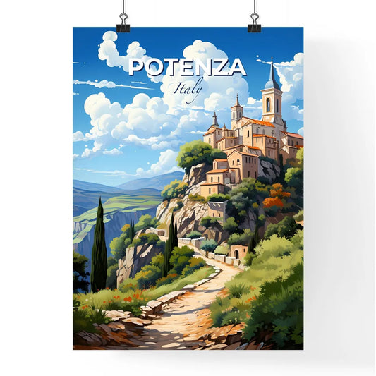 Potenza, Italy, A Poster of a painting of a building on a hill Default Title