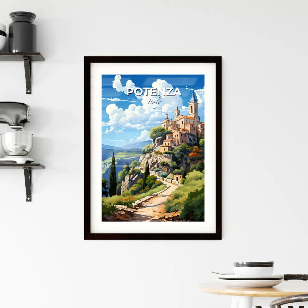 Potenza, Italy, A Poster of a painting of a building on a hill Default Title