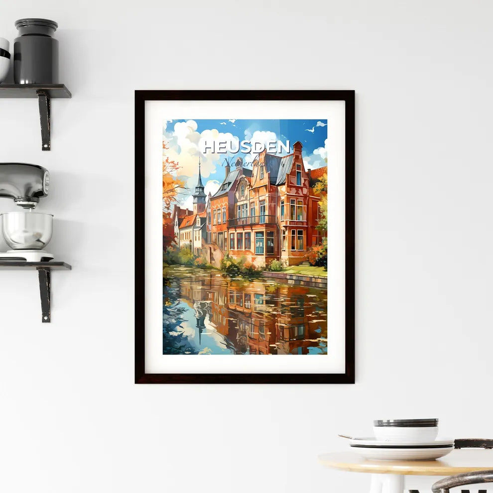 Heusden, Netherlands, A Poster of a water body with a building and trees Default Title