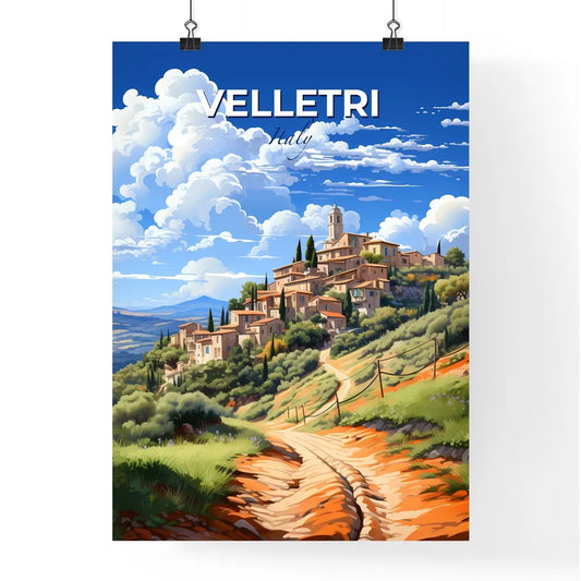 Velletri, Italy, A Poster of a painting of a village on a hill Default Title