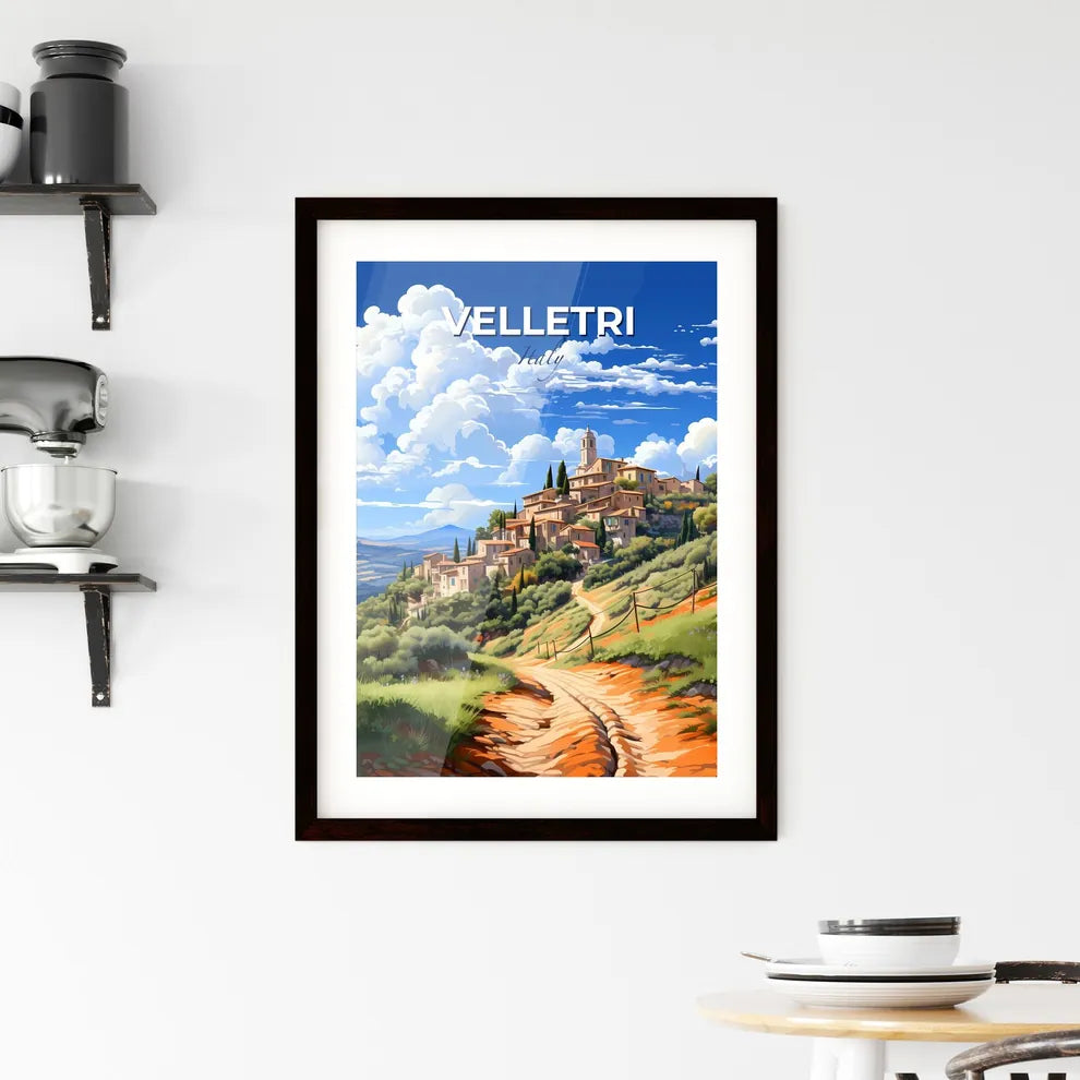 Velletri, Italy, A Poster of a painting of a village on a hill Default Title