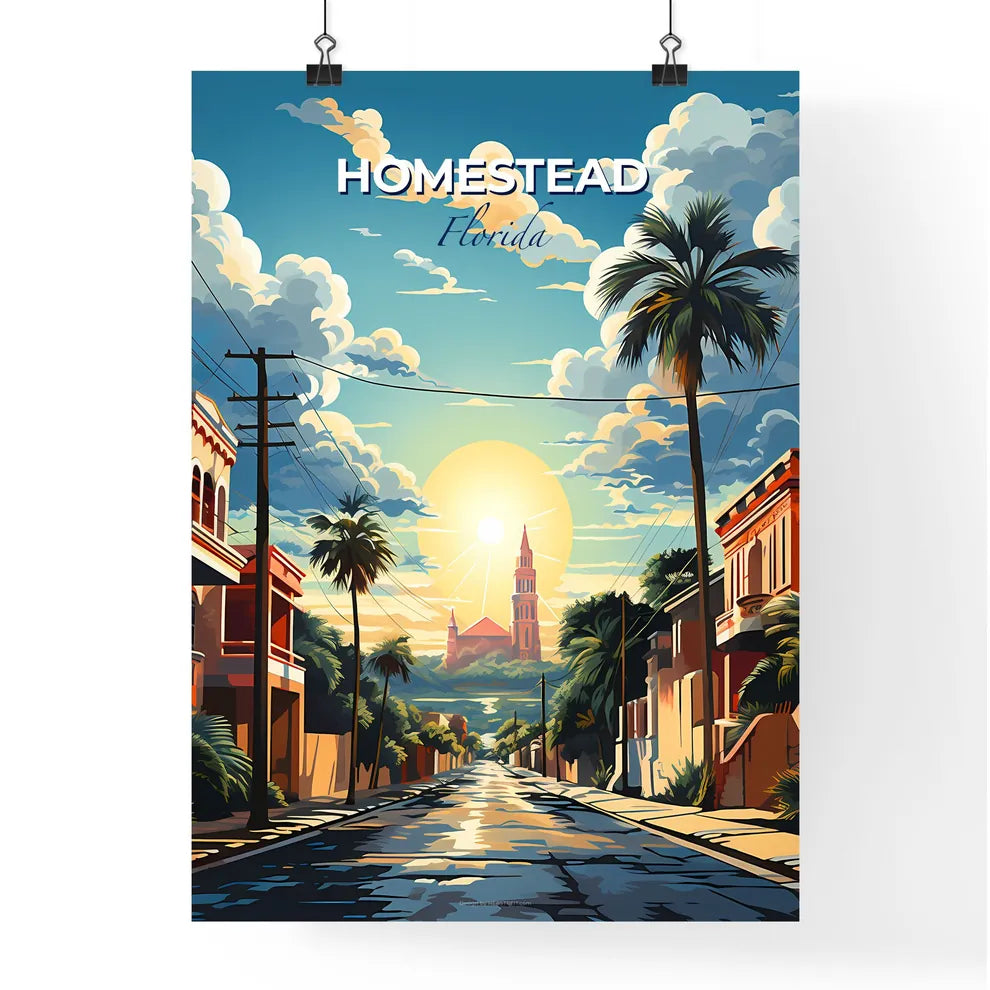 Homestead, Florida, A Poster of a street with palm trees and buildings on the side Default Title