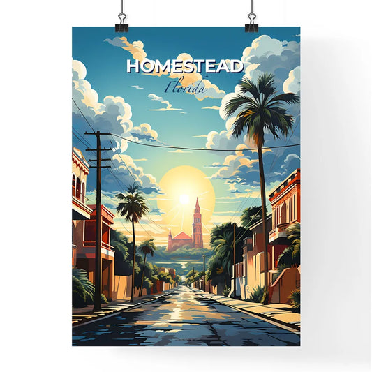 Homestead, Florida, A Poster of a street with palm trees and buildings on the side Default Title