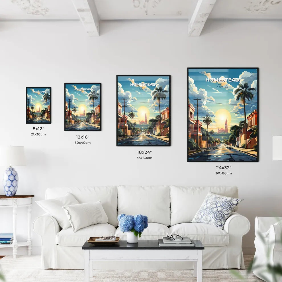 Homestead, Florida, A Poster of a street with palm trees and buildings on the side Default Title