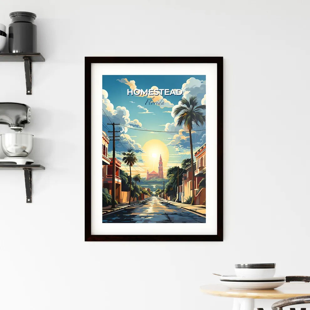 Homestead, Florida, A Poster of a street with palm trees and buildings on the side Default Title
