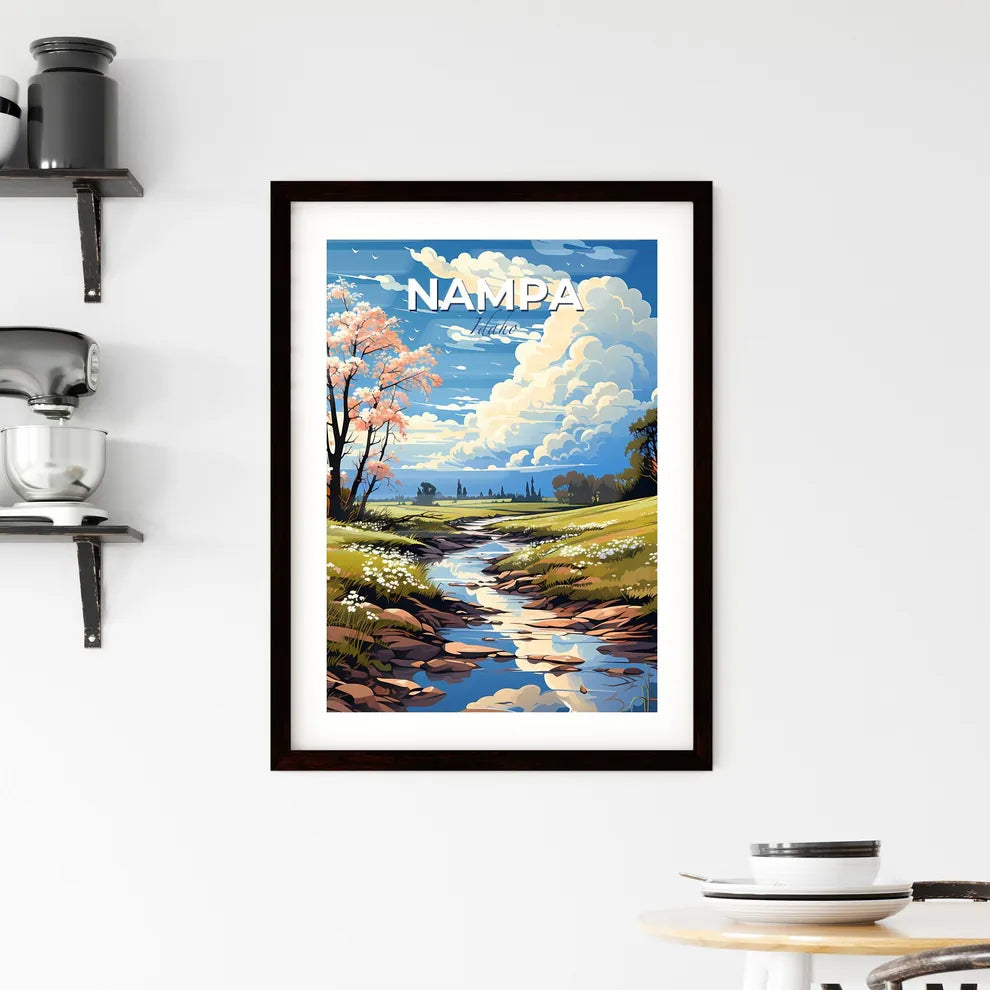 Nampa, Idaho, A Poster of a stream running through a grassy field Default Title