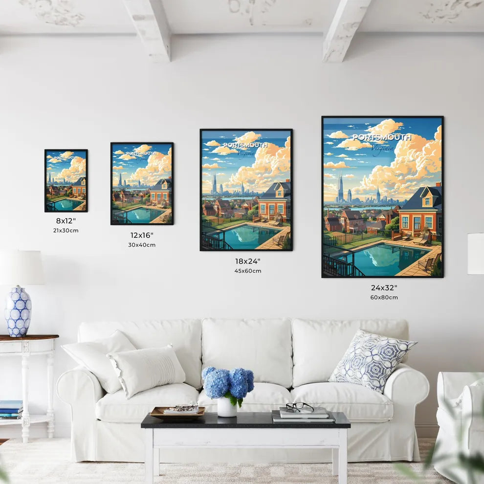 Portsmouth, Virginia, A Poster of a lively and colourful cityscape Default Title
