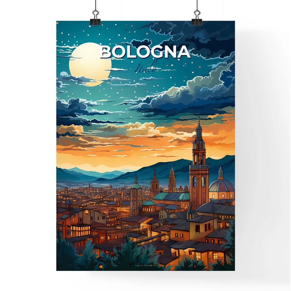 Bologna, Italy, A Poster of a lively and colourful cityscape Default Title