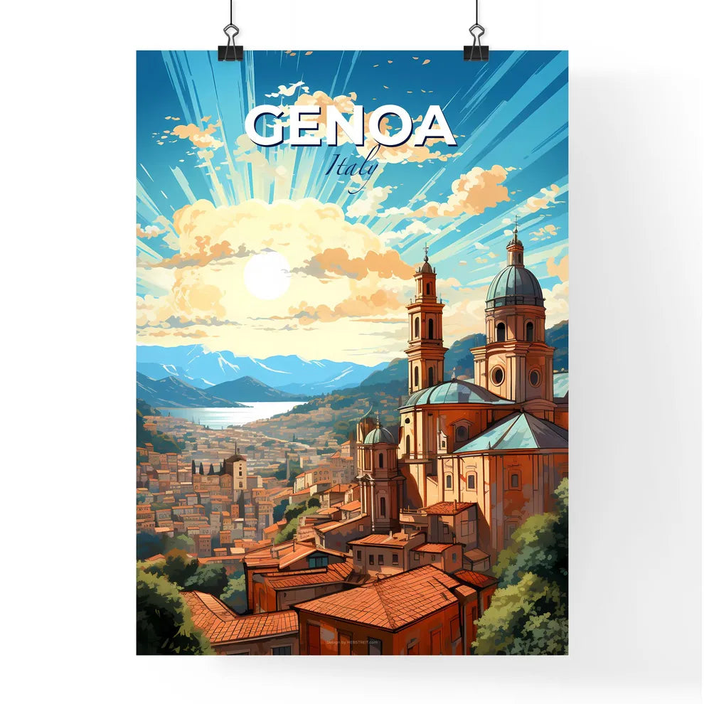 Genoa, Italy, A Poster of a lively and colourful cityscape Default Title