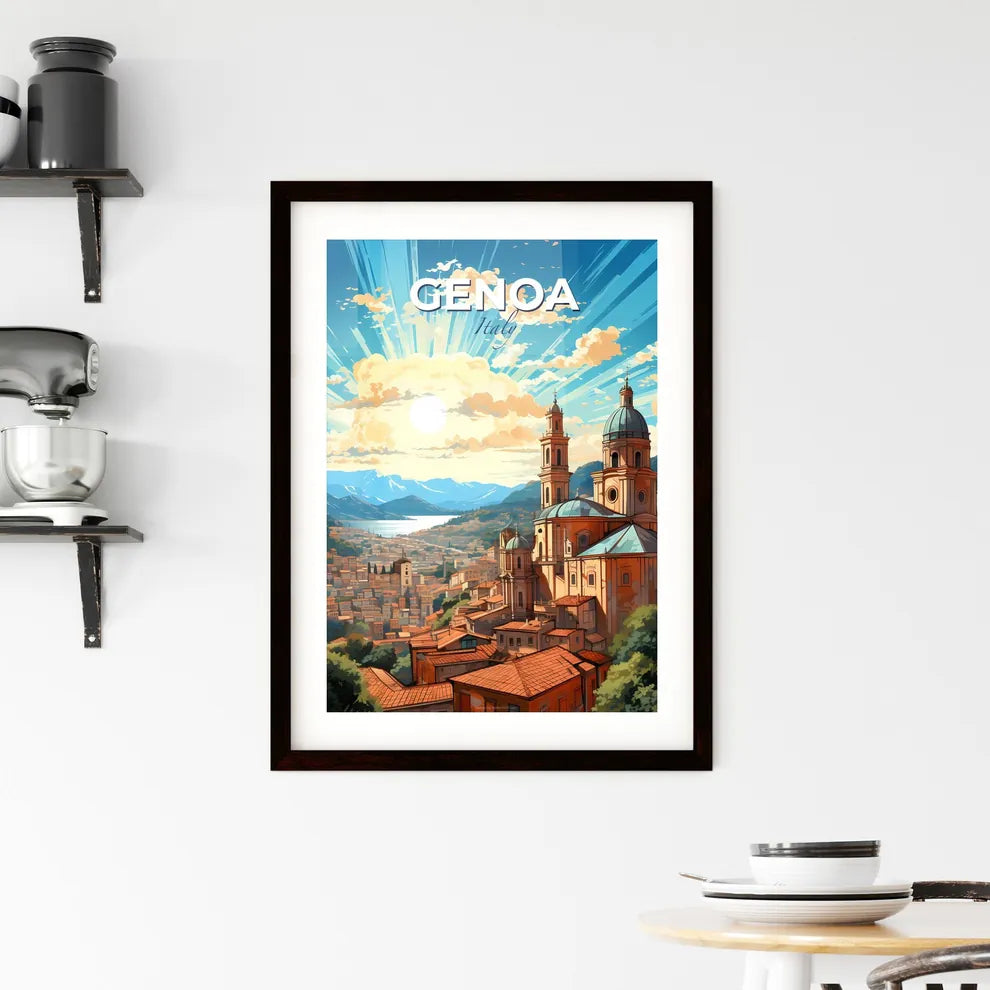 Genoa, Italy, A Poster of a lively and colourful cityscape Default Title