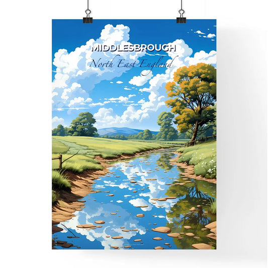Middlesbrough, North East England, A Poster of a stream of water in a grassy field Default Title
