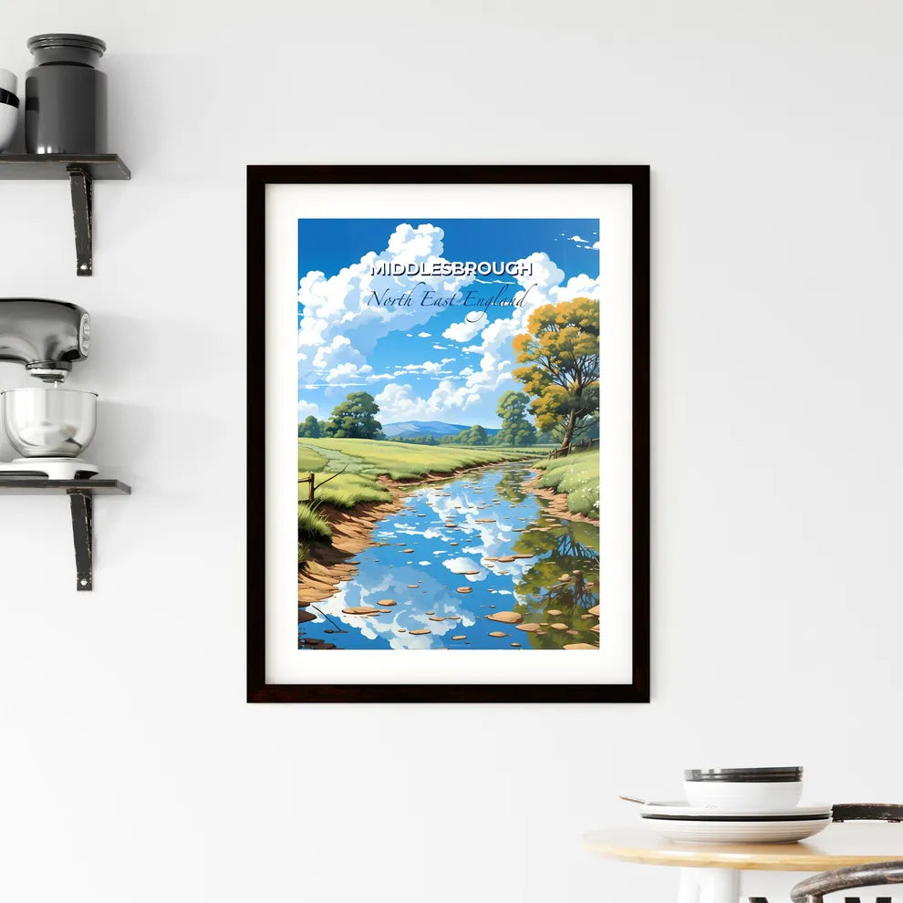 Middlesbrough, North East England, A Poster of a stream of water in a grassy field Default Title