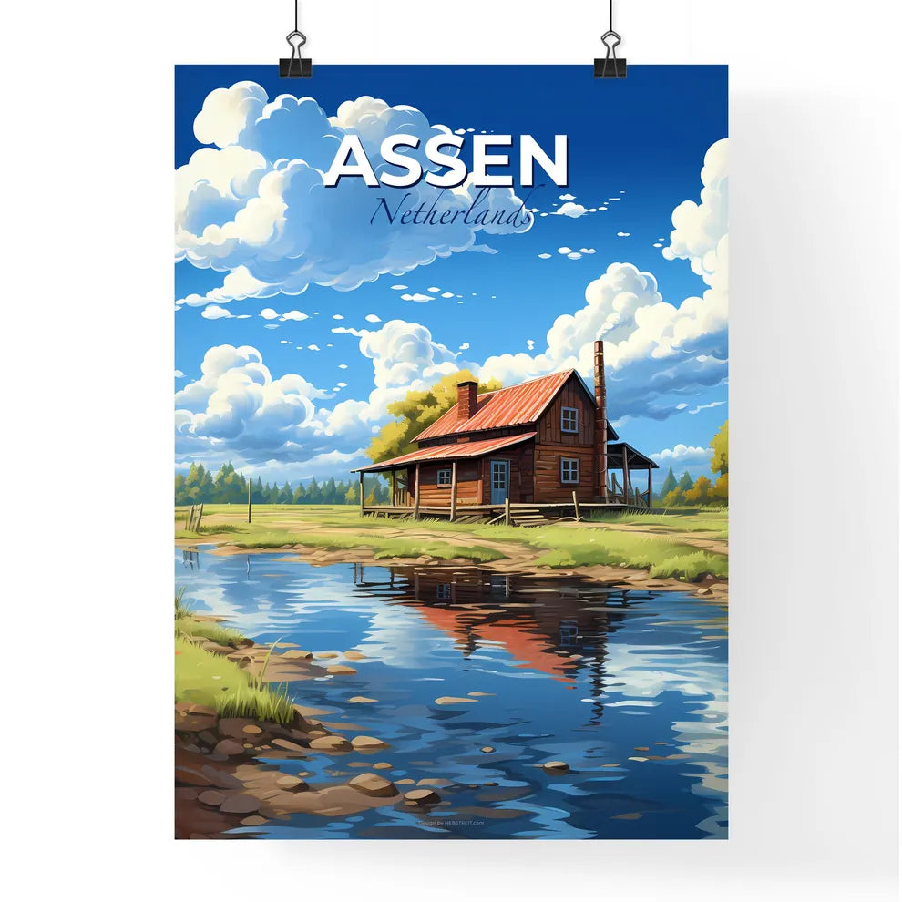 Assen, Netherlands, A Poster of a house near a river Default Title