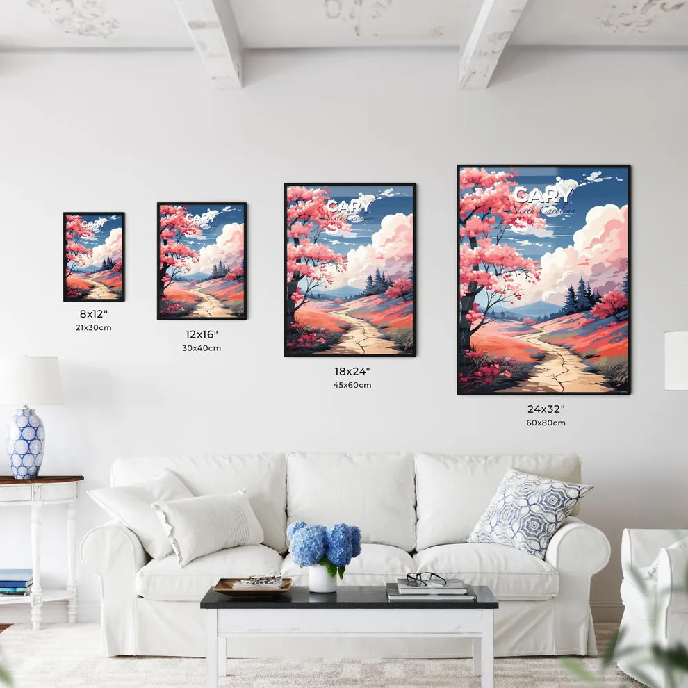 Cary, North Carolina, A Poster of a painting of a tree with pink flowers Default Title