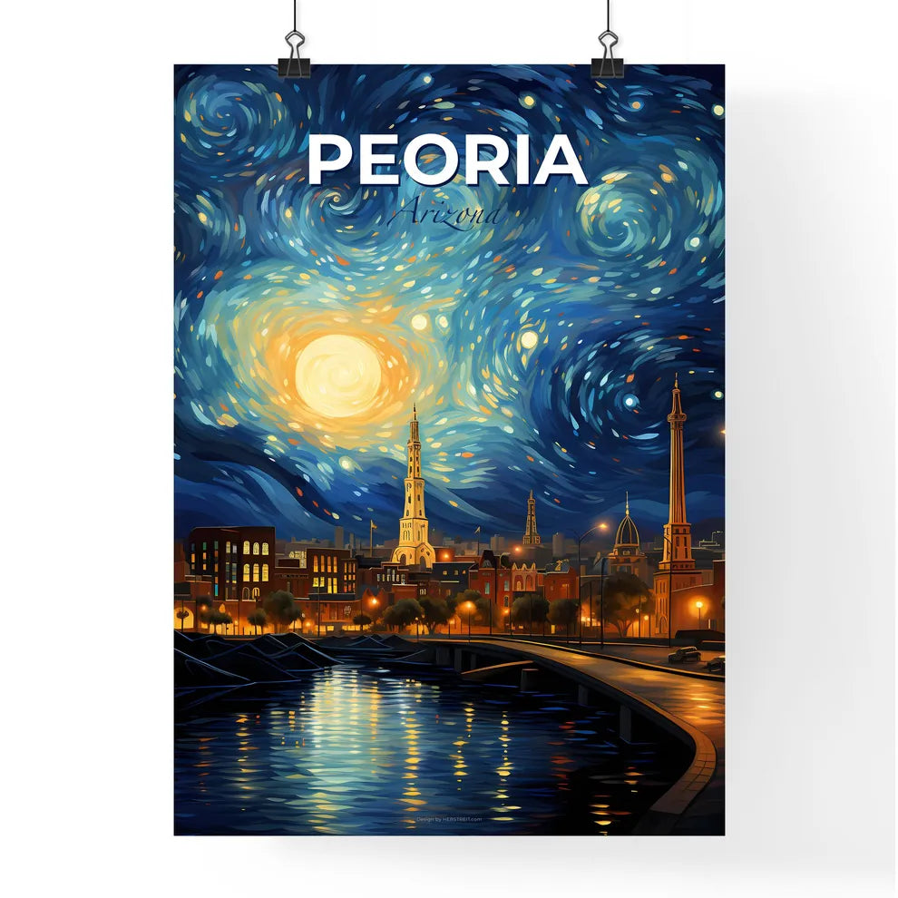 Peoria, Arizona, A Poster of a city at night with a river and a bridge Default Title