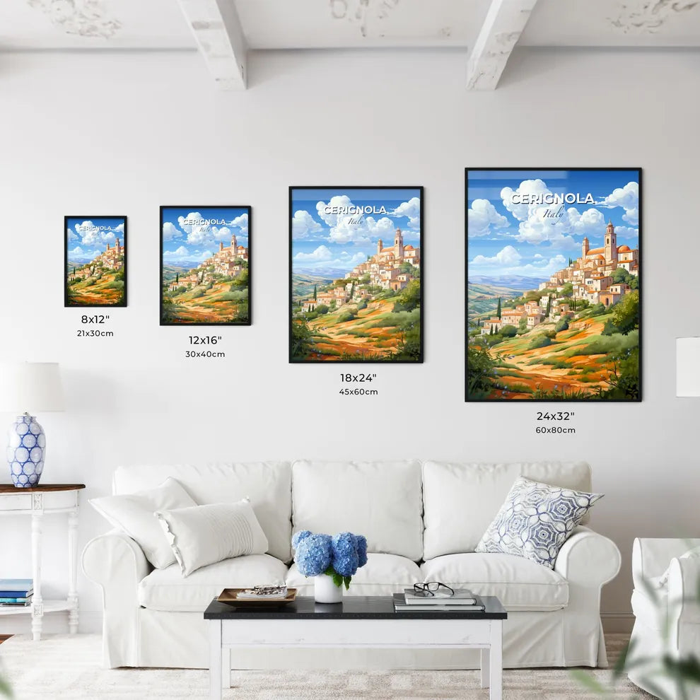 Cerignola, Italy, A Poster of a painting of a town on a hill Default Title