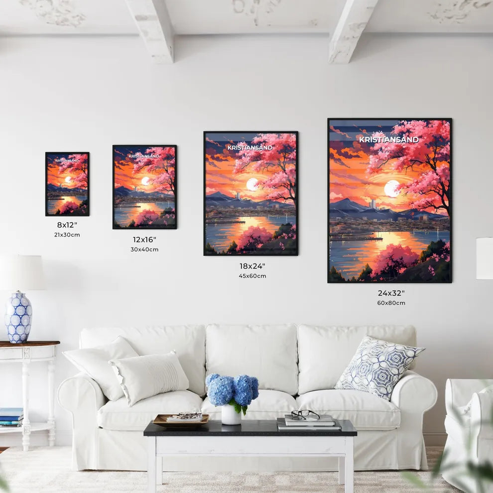Kristiansand, Norway, A Poster of a sunset over a city Default Title