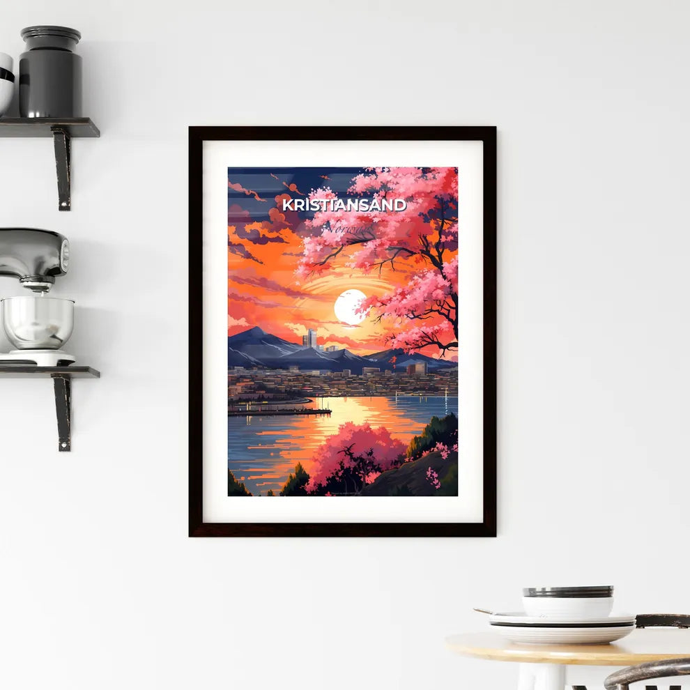 Kristiansand, Norway, A Poster of a sunset over a city Default Title