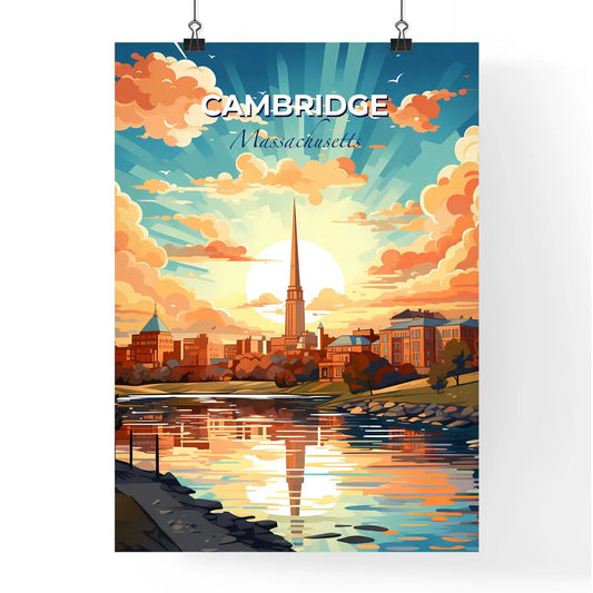 Cambridge, Massachusetts, A Poster of a city with a tall spire and a river Default Title