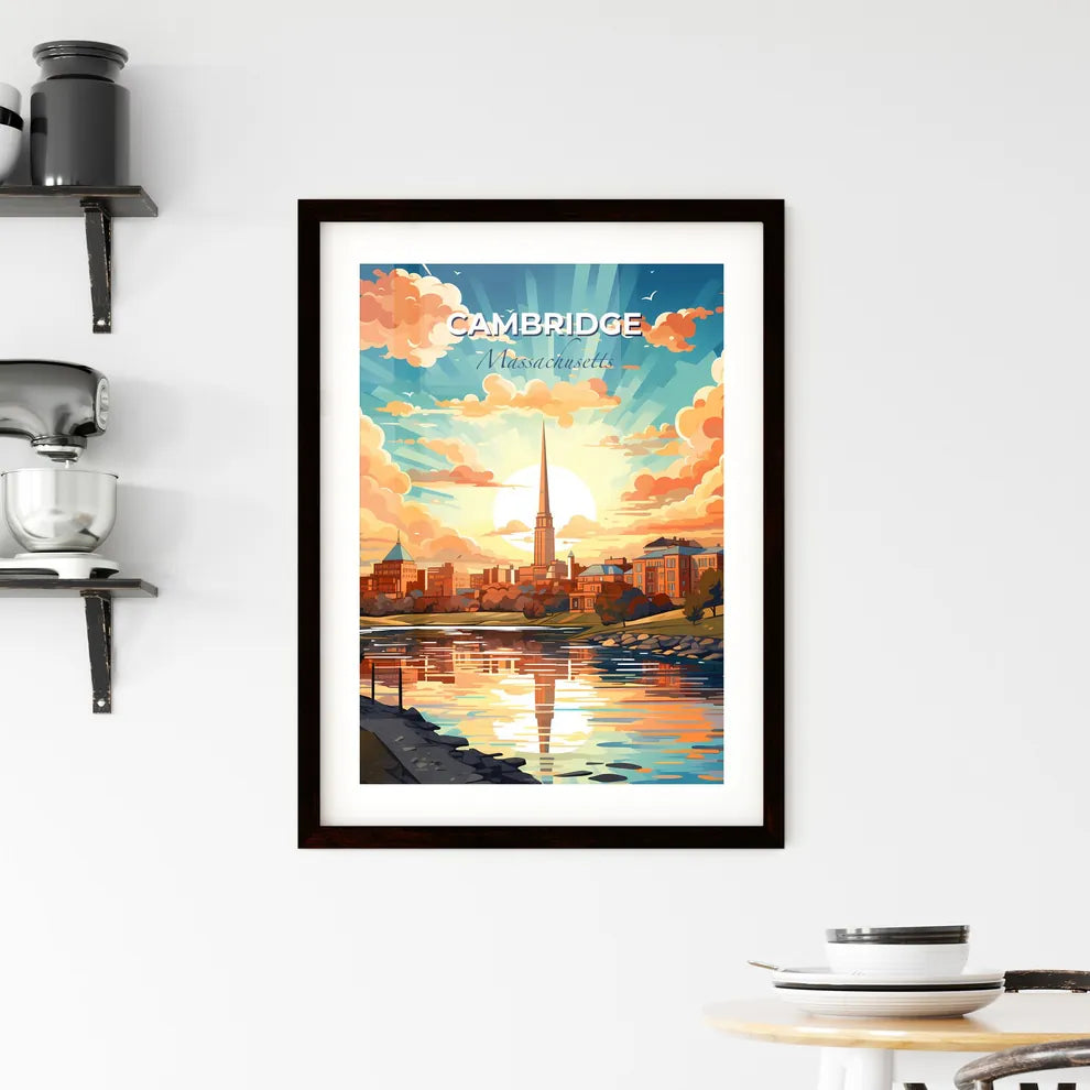 Cambridge, Massachusetts, A Poster of a city with a tall spire and a river Default Title