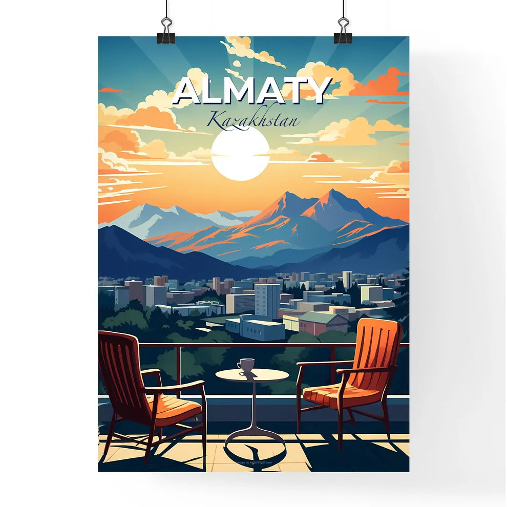 Almaty, Kazakhstan, A Poster of a view of a city from a balcony Default Title