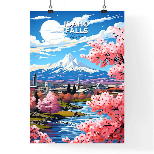 Idaho Falls, Idaho, A Poster of a river running through a town with pink flowers Default Title
