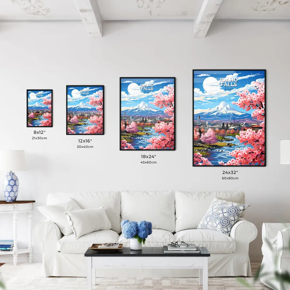 Idaho Falls, Idaho, A Poster of a river running through a town with pink flowers Default Title