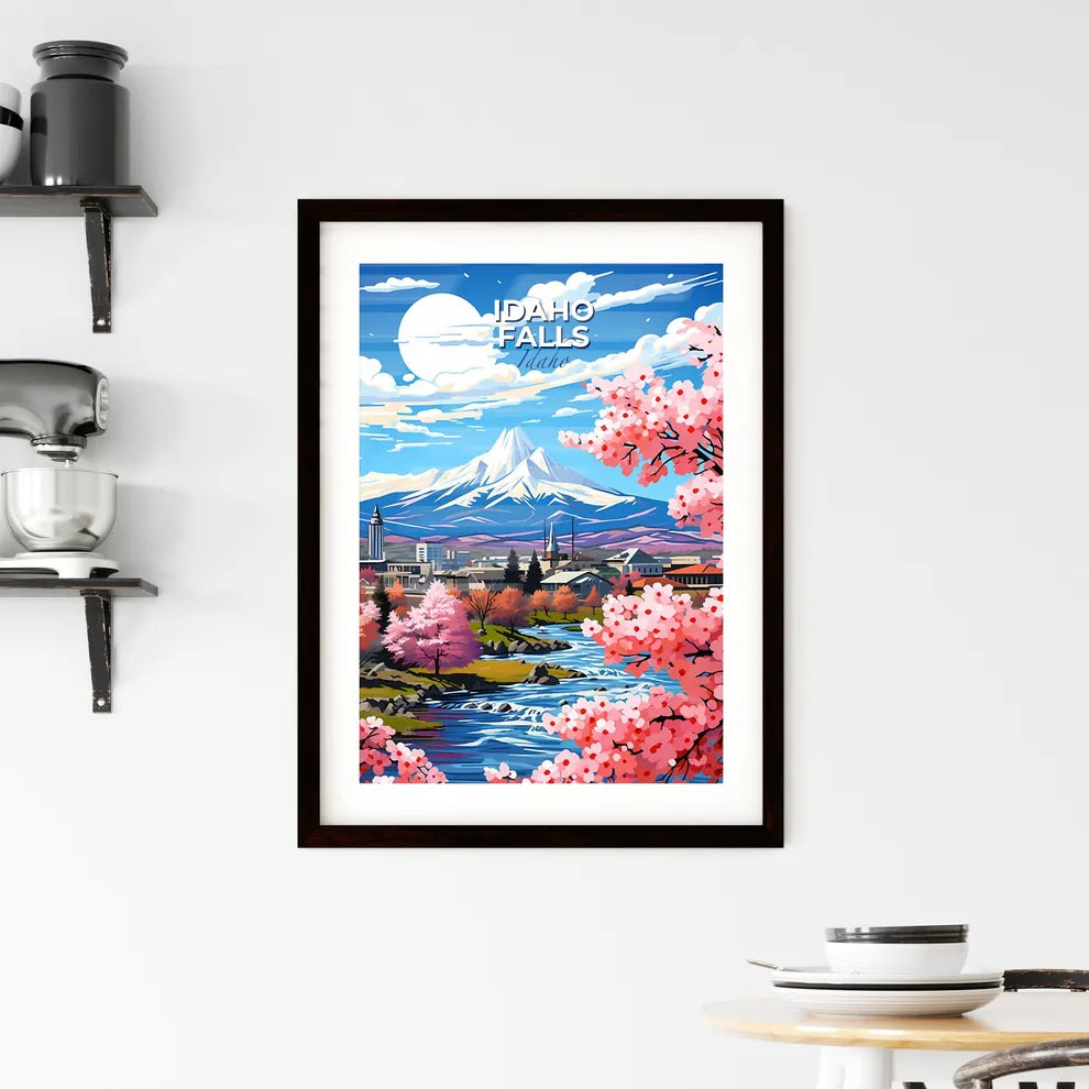 Idaho Falls, Idaho, A Poster of a river running through a town with pink flowers Default Title