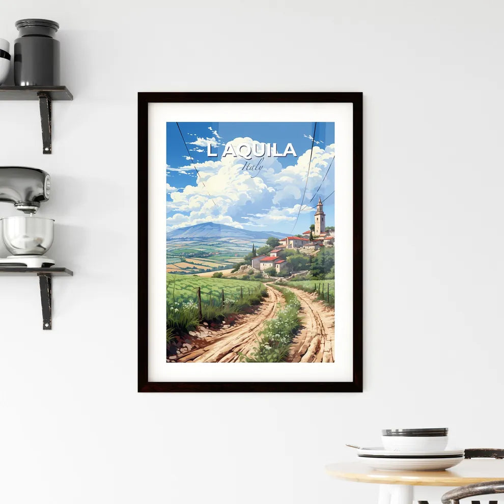 L Aquila, Italy, A Poster of a dirt road leading to a village Default Title