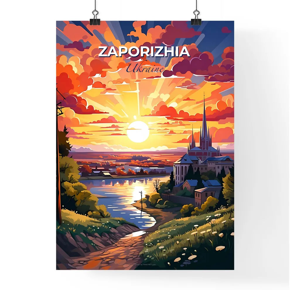 Zaporizhia, Ukraine, A Poster of a sunset over a river Default Title