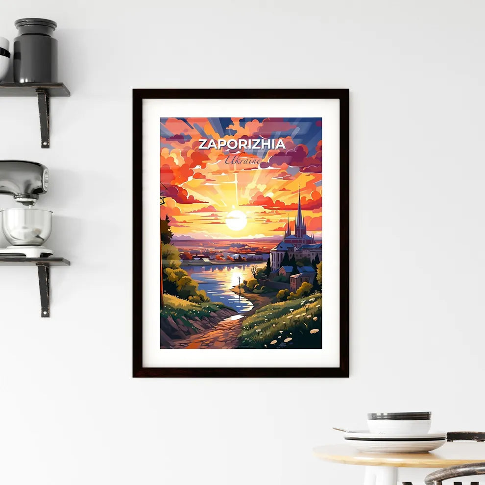 Zaporizhia, Ukraine, A Poster of a sunset over a river Default Title