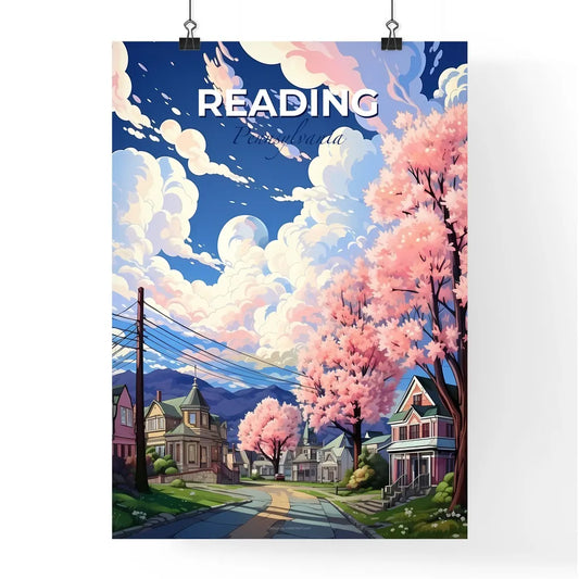 Reading, Pennsylvania, A Poster of a street with houses and pink trees Default Title