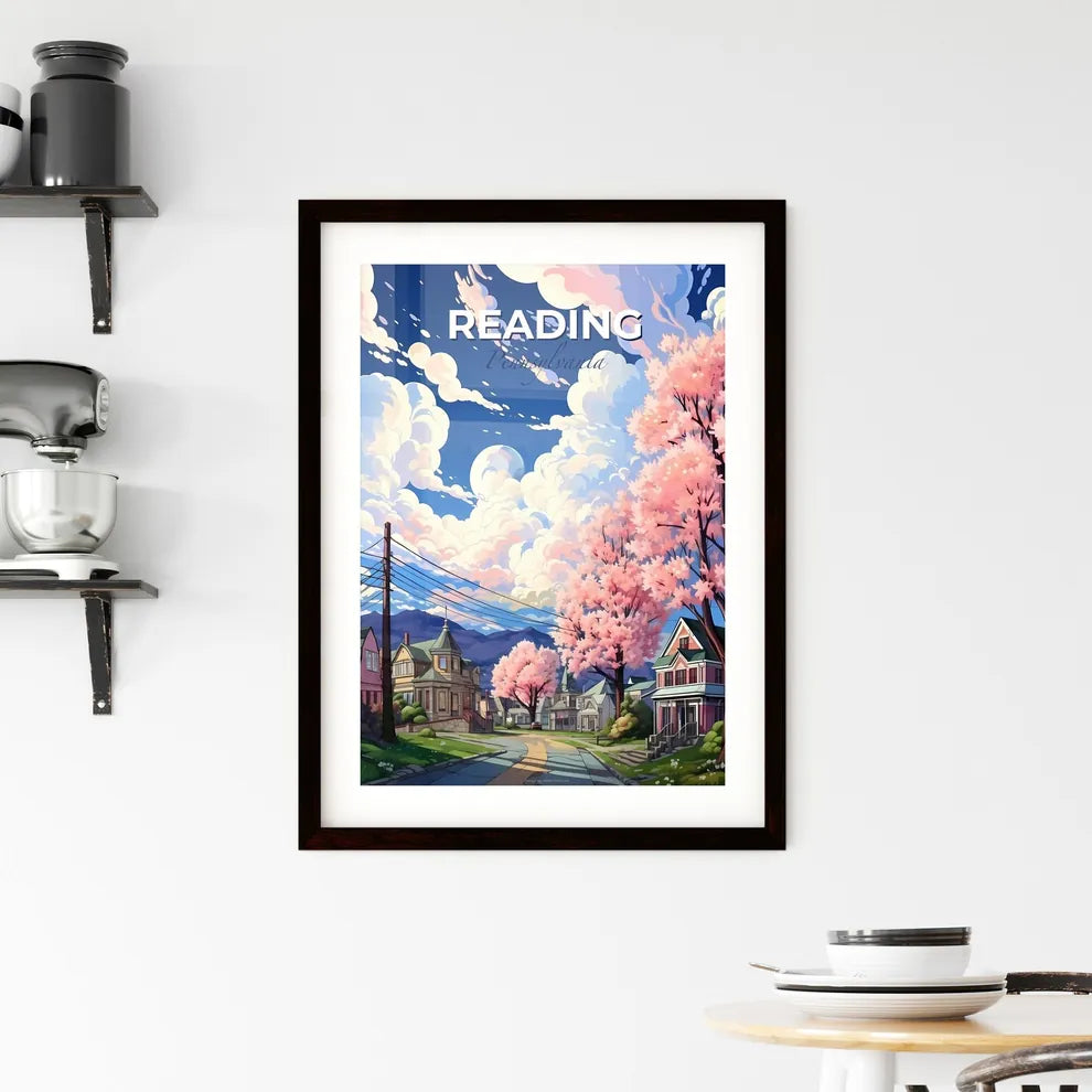 Reading, Pennsylvania, A Poster of a street with houses and pink trees Default Title