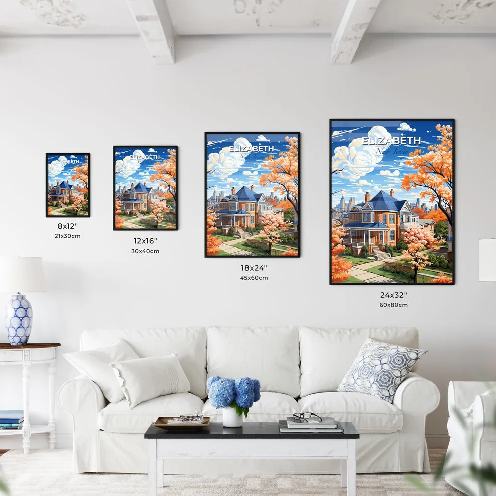 Elizabeth, New Jersey, A Poster of a house with trees and a city in the background Default Title