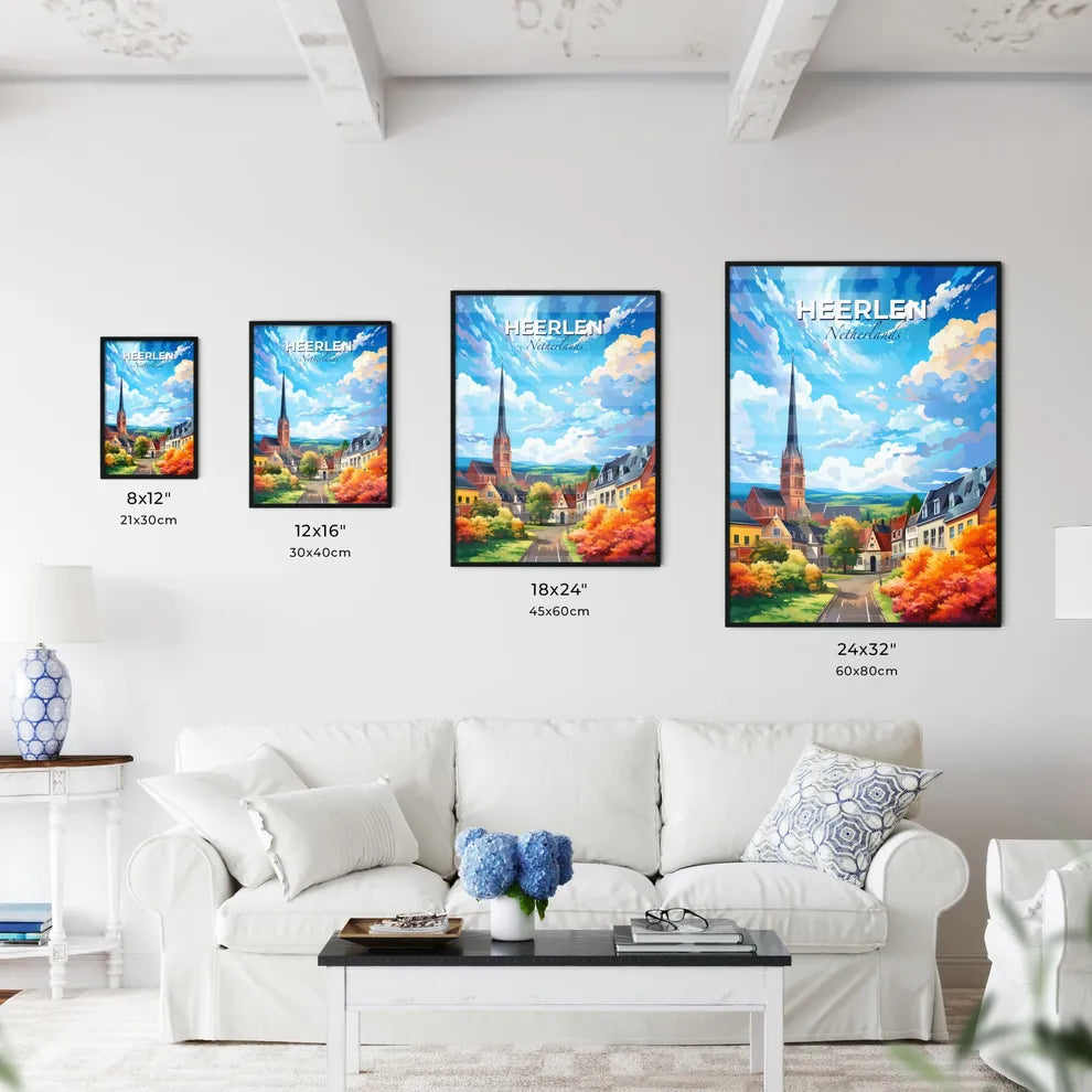 Heerlen, Netherlands, A Poster of a colorful landscape of a town Default Title
