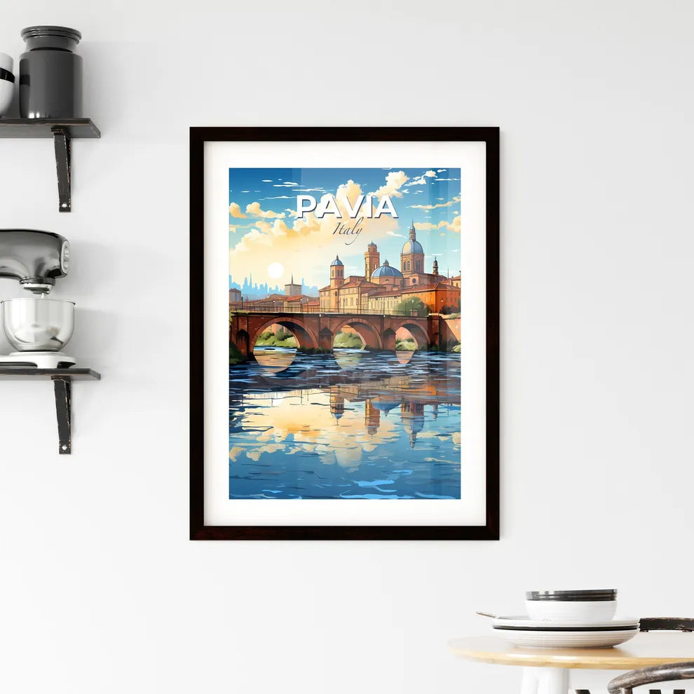 Pavia, Italy, A Poster of a bridge over a river with a city in the background Default Title