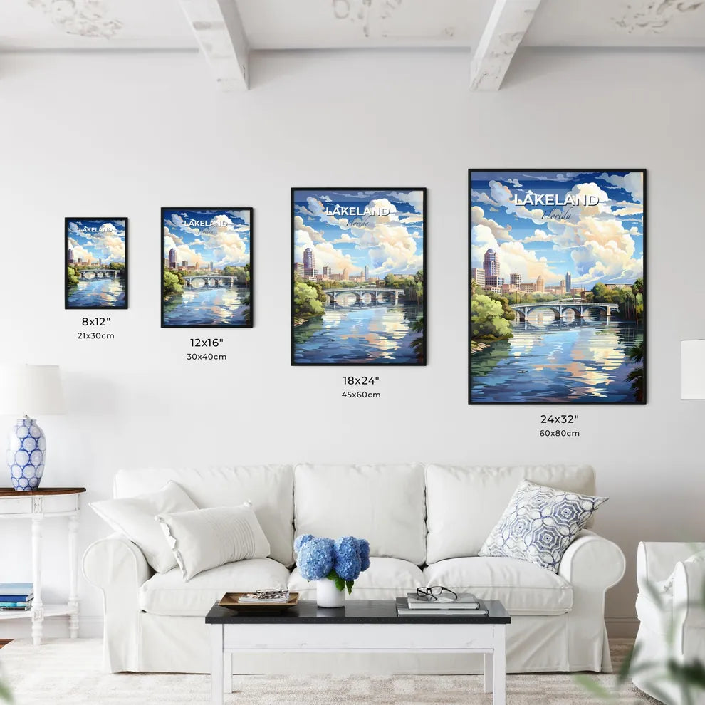 Lakeland, Florida, A Poster of a bridge over a river with trees and buildings in the background Default Title
