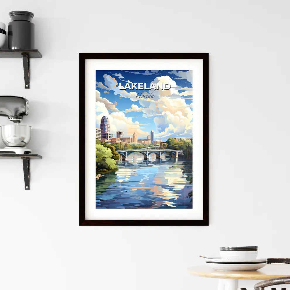 Lakeland, Florida, A Poster of a bridge over a river with trees and buildings in the background Default Title