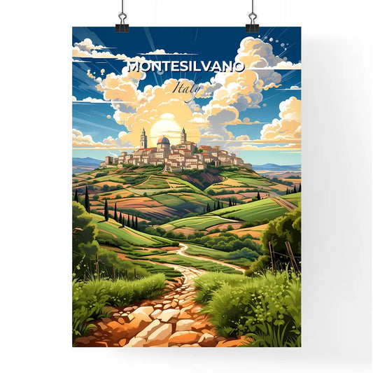 Montesilvano, Italy, A Poster of a landscape with a town on top of a hill Default Title
