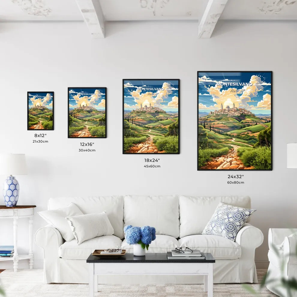 Montesilvano, Italy, A Poster of a landscape with a town on top of a hill Default Title