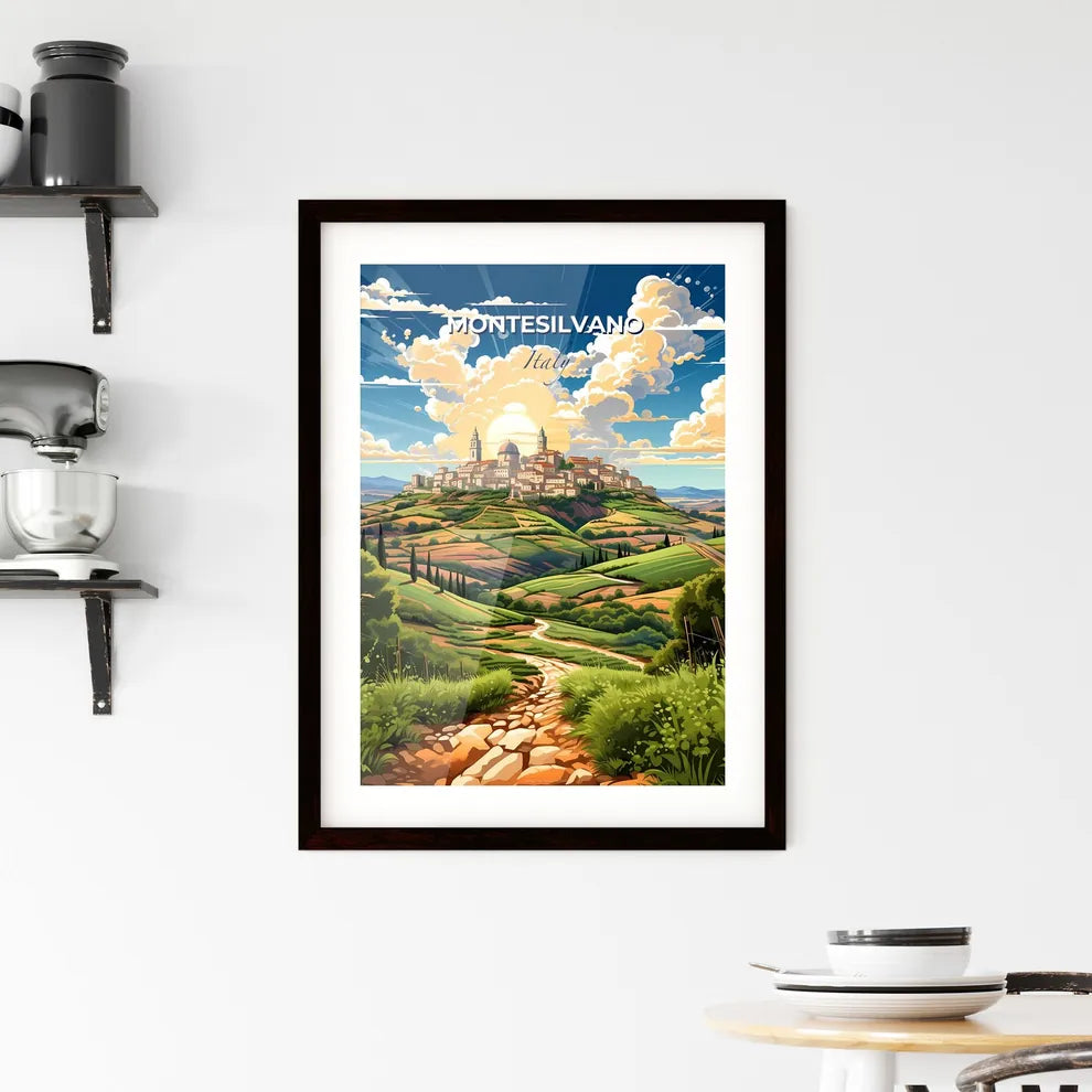 Montesilvano, Italy, A Poster of a landscape with a town on top of a hill Default Title