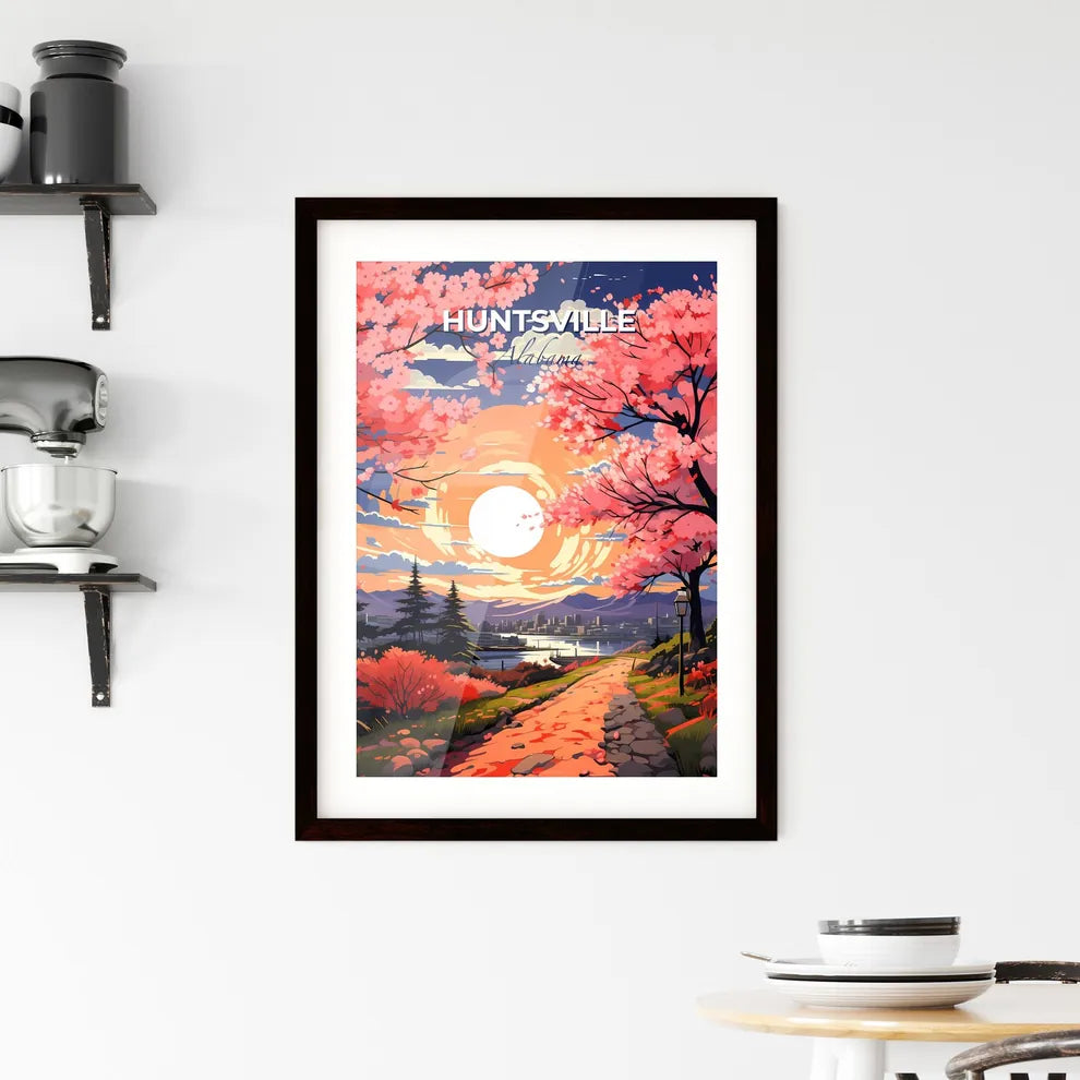 Huntsville, Alabama, A Poster of a painting of a path with pink flowers and trees Default Title
