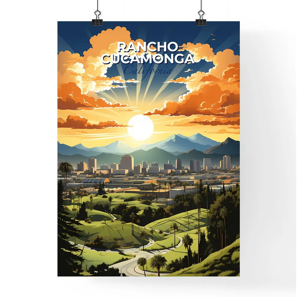 Rancho Cucamonga, California, A Poster of a landscape with a city and mountains Default Title