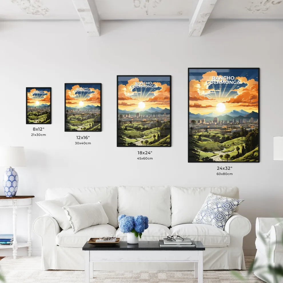 Rancho Cucamonga, California, A Poster of a landscape with a city and mountains Default Title